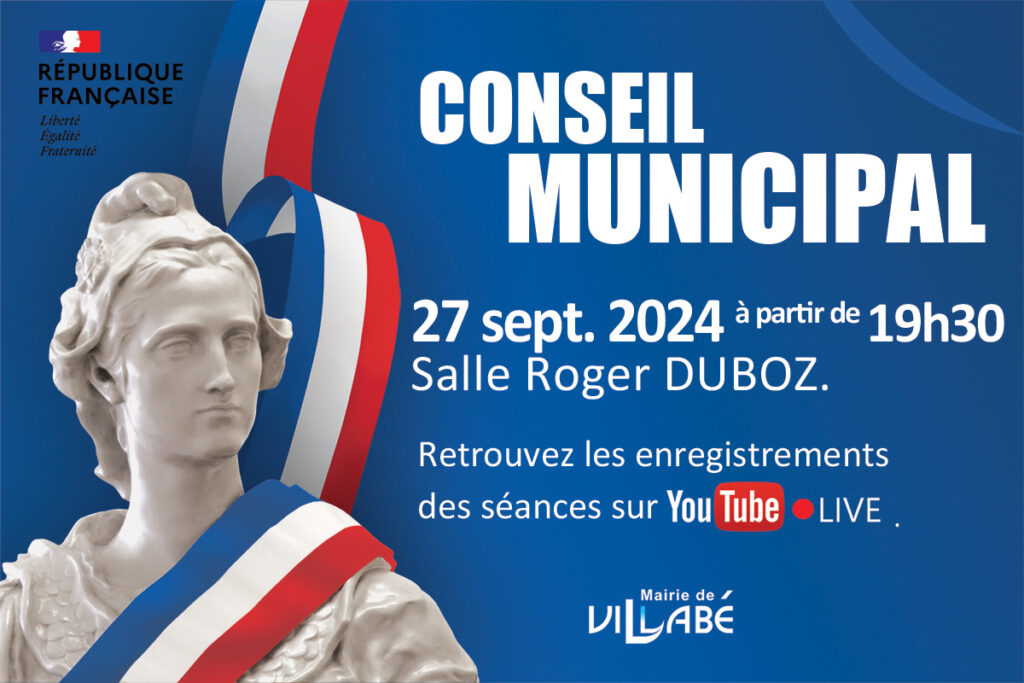 Affiche de la séance du Conseil Municipal de Villabé du 27 septembre 2024