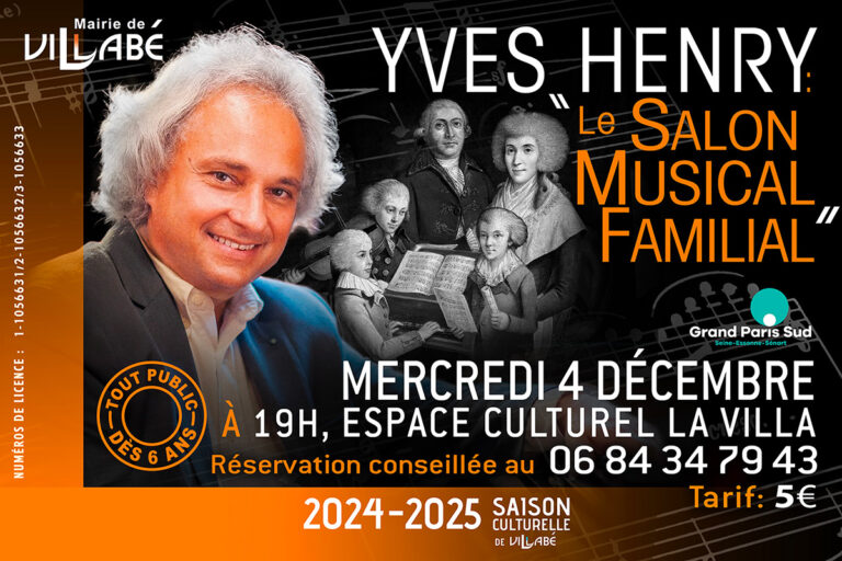 Concert Yves Henry :
"Le Salon Musical", le 4 décembre 2024, espace culturel La Villa, Villabé