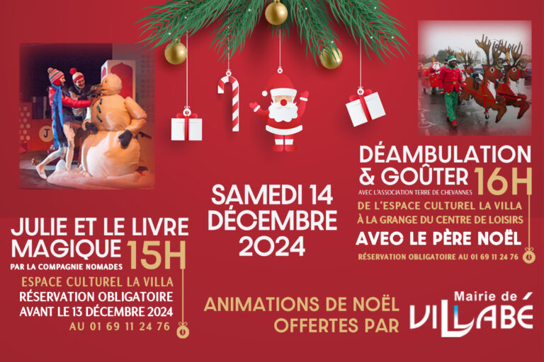 Les festivités de Noël se préparent à Villabé : spectacle, déambulation et goûter offerts pour un Noël magique !