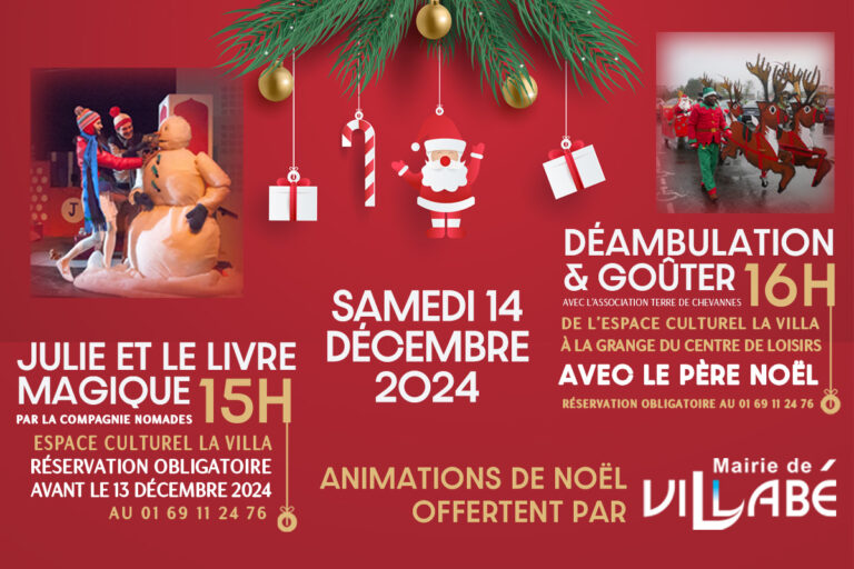 Les festivités de Noël se préparent à Villabé : spectacle, déambulation et goûter offerts pour un Noël magique !